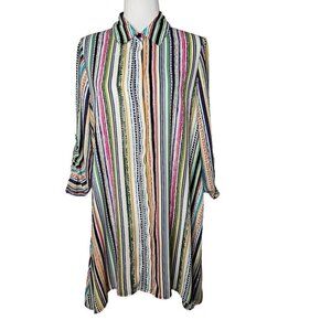 Melissa Paige Women's Multicolor Striped Tunic Mini Shirt Size Medium
